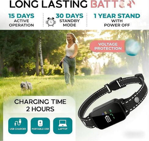 Bark Collar, Dog Bark Collar for 5-60LBS Small & Medium Dogs, IP67 Waterproof Rechargeable Training Bark Collar, Anti Barking Collar with 3Modes, 5 Beep & 7-Level Sensitivity(Black) in Kuwait