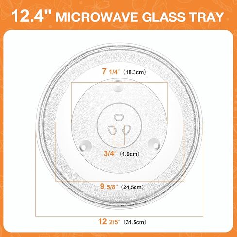 12.4" /31.5cm Microwave Replacement Turntable Glass Plate, Replacement Glass Tray Compatible with LG, GE, Magic Chef, Hotpoint, Panasonic, Kenmore in Kuwait