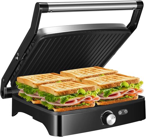 OSTBA 3-in-1 Sandwich Maker with Removable Plates, Panini Press, Waffle Maker, Non-Stick, 750W Compact Breakfast Grill for Sandwiches, Waffles, Steak, Black in Saudi Arabia