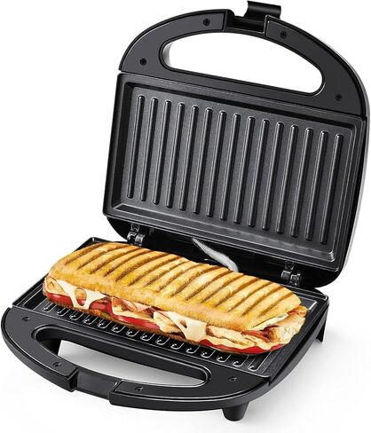 OSTBA 3-in-1 Sandwich Maker with Removable Plates, Panini Press, Waffle Maker, Non-Stick, 750W Compact Breakfast Grill for Sandwiches, Waffles, Steak, Black in Saudi Arabia