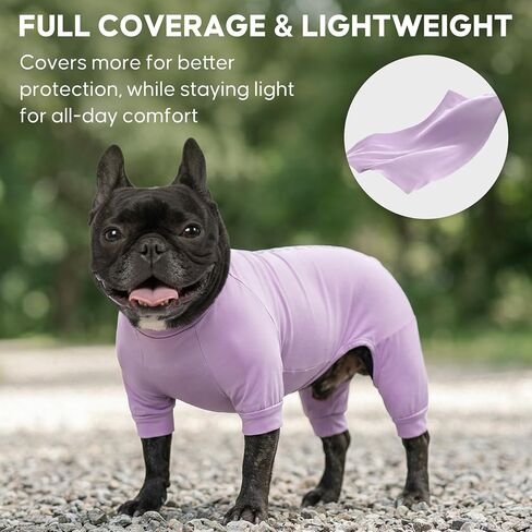 KYEESE UV Protection Dog Shirt, UPF 50+ Cooling Summer Jumpsuit for Small Dogs, Breathable Reflective Shedding Control Dog Sun Shirts, Quick-Dry Dogs Onesie Pet Clothes, Purple, M in Kuwait
