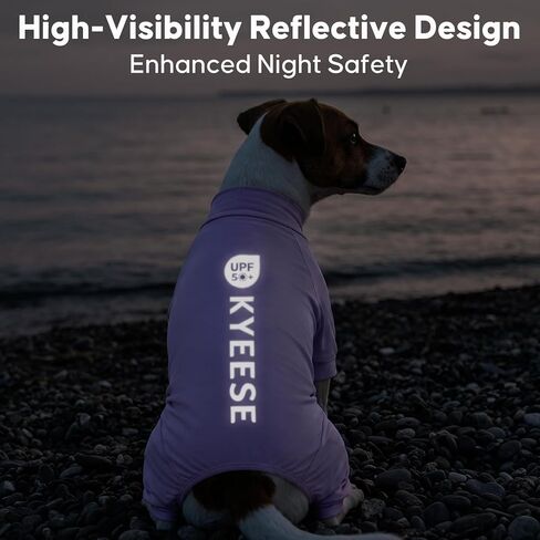 KYEESE UV Protection Dog Shirt, UPF 50+ Cooling Summer Jumpsuit for Small Dogs, Breathable Reflective Shedding Control Dog Sun Shirts, Quick-Dry Dogs Onesie Pet Clothes, Purple, M in Kuwait
