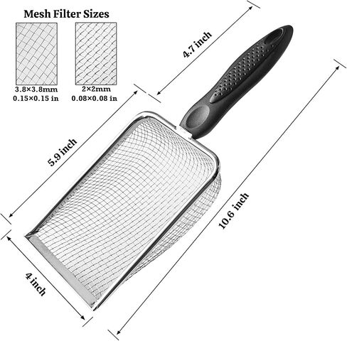 2 Packs Litter Scoop Stainless Steel Mesh Poop Scooper,Metal Litter Box Pooper Scoop Shovel with 2.0mm & 3.8mm Mesh for Dog,Cat,Rabbit,Hamster, Reptile, Sand and Litter Poop Sifter in Kuwait