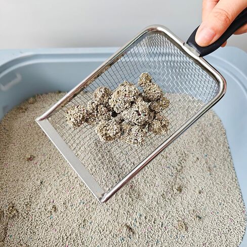 2 Packs Litter Scoop Stainless Steel Mesh Poop Scooper,Metal Litter Box Pooper Scoop Shovel with 2.0mm & 3.8mm Mesh for Dog,Cat,Rabbit,Hamster, Reptile, Sand and Litter Poop Sifter in Kuwait