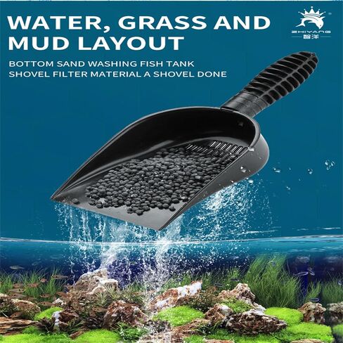 Aquarium Sand Sifter – Sand Shovel with Fine Mesh Grate, Fish Tank Gravel Tool for Waste & Debris, Black in Kuwait