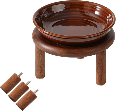Havniva Elevated Cat Bowls Raised Ceramic Cat Bowl, 5.9" Wide Opening Cat Food Bowl Whisker Friendly Cat Dish Anti-Slip with Bamboo Stand, Shallow Pet Food & Water Bowl for Indoor Cats in Saudi Arabia
