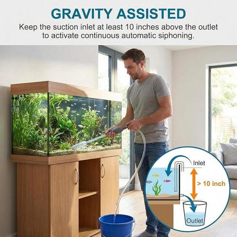 Delyle Aquarium Siphon Gravel Cleaner, 3-in-1 Fish Tank Vacuum with Sand Washer, Water Changer, 5.7ft Hose, Flow Control, Manual Hand Pump in Kuwait