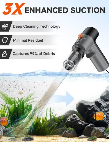 Electric Aquarium Gravel Cleaner - High-Pressure Fish Tank Cleaner with Gravel Vacuum for Aquarium, 6-in-1 Multifunction Aquarium Vacuum Gravel Cleaner with Water Changer & Sand Filter in Kuwait