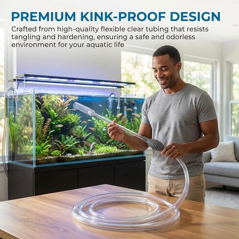 Delyle Aquarium Siphon Gravel Cleaner, 3-in-1 Fish Tank Vacuum with Sand Washer, Water Changer, 5.7ft Hose, Flow Control, Manual Hand Pump in Kuwait