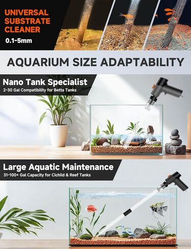 Electric Aquarium Gravel Cleaner - High-Pressure Fish Tank Cleaner with Gravel Vacuum for Aquarium, 6-in-1 Multifunction Aquarium Vacuum Gravel Cleaner with Water Changer & Sand Filter in Kuwait