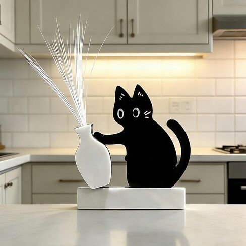 Cat Whisker Holder Keepsake Acrylic Refrigerator Decorations Pet Keepsake Cute Cat Pushing Vase Pet Whisker Collector-1 Pcs in Kuwait