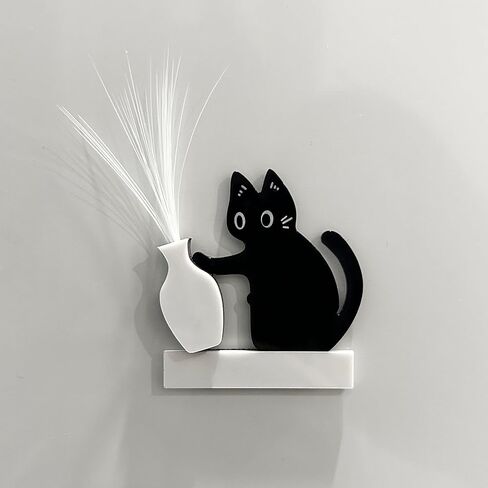 Cat Whisker Holder Keepsake Acrylic Refrigerator Decorations Pet Keepsake Cute Cat Pushing Vase Pet Whisker Collector-1 Pcs in Kuwait