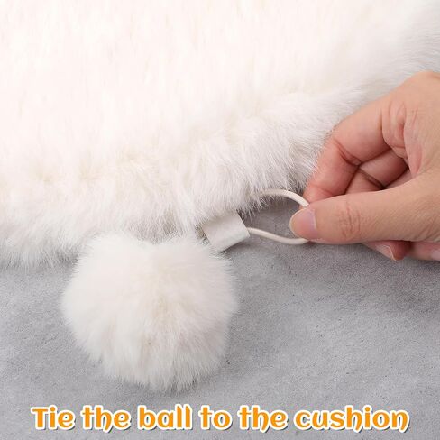 3-Pack 14" Round Cat Bed Cushion Pad Mat, Cream Faux Rabbit Fur & High-Density Foam Pet Sleeping Mat, Plush Dog Bed Mats with Wool Balls, Washable Replacement Pad for Cat Tree, Carrier, Crate, Kennel in Kuwait