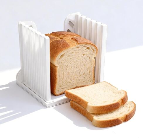 Bread Slicer for Homemade Breads, Toast Slicer, Adjustable Thickness Slicing Guide, Foldable Portable Bread Cutter Suitability for Homemade Breads, Bagels, Loafs, Cakes - Kitchen Baking Tool in Kuwait