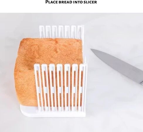 Bread Slicer for Homemade Breads, Toast Slicer, Adjustable Thickness Slicing Guide, Foldable Portable Bread Cutter Suitability for Homemade Breads, Bagels, Loafs, Cakes - Kitchen Baking Tool in Kuwait