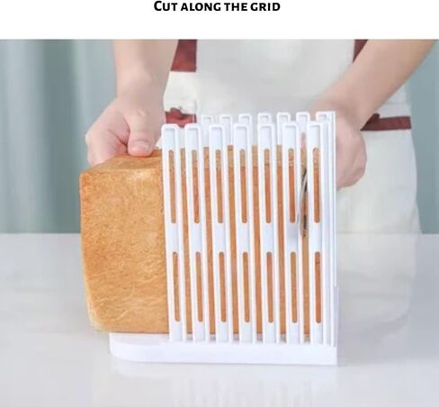 Bread Slicer for Homemade Breads, Toast Slicer, Adjustable Thickness Slicing Guide, Foldable Portable Bread Cutter Suitability for Homemade Breads, Bagels, Loafs, Cakes - Kitchen Baking Tool in Kuwait