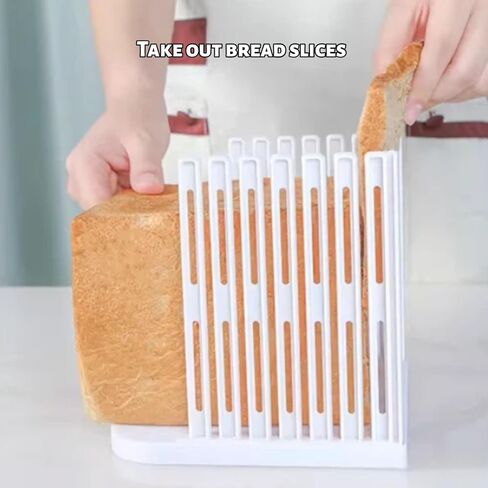 Bread Slicer for Homemade Breads, Toast Slicer, Adjustable Thickness Slicing Guide, Foldable Portable Bread Cutter Suitability for Homemade Breads, Bagels, Loafs, Cakes - Kitchen Baking Tool in Kuwait