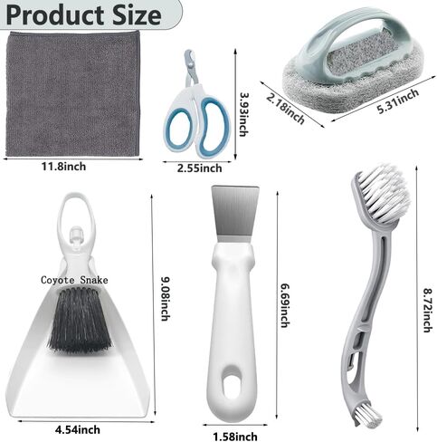 6-Piece Bearded Dragon Tank Cleaning Set, Reptile Enclosure Cleaning Tool Set with Bearded Dragon Nail Clippers&Cleaning Cloth, Brush, Scraper & Mini Dustpan for Lizard & Gecko Terrarium Maintenance in Kuwait