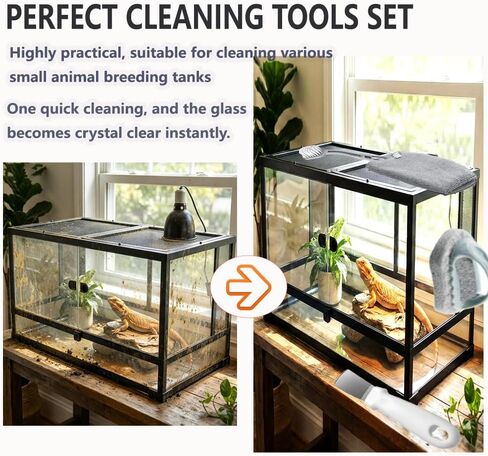 6-Piece Bearded Dragon Tank Cleaning Set, Reptile Enclosure Cleaning Tool Set with Bearded Dragon Nail Clippers&Cleaning Cloth, Brush, Scraper & Mini Dustpan for Lizard & Gecko Terrarium Maintenance in Kuwait