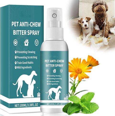 Effectively | Bitter Apple Spray for Dogs, 100ml No Chew Spray for Dogs to Stop Chewing, Preventing Puppies from Damaging Furniture, Dog Training & Behavior Aids Spray, Indoor & Outdoor Use in Kuwait