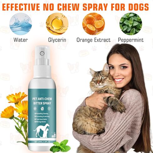 Effectively | Bitter Apple Spray for Dogs, 100ml No Chew Spray for Dogs to Stop Chewing, Preventing Puppies from Damaging Furniture, Dog Training & Behavior Aids Spray, Indoor & Outdoor Use in Kuwait