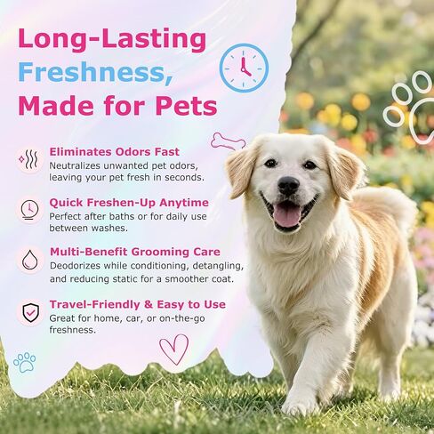 Dog Cologne & Pet Perfume | Long-Lasting Rainbow Cotton Candy Scent | Alcohol-Free Deodorizing Spray | Fur-Conditioning & Non-Sticky Formula | Daily Grooming for Dogs & Cats, 4.06 fl oz in Kuwait