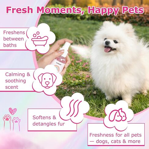 Dog Cologne & Pet Perfume | Long-Lasting Rainbow Cotton Candy Scent | Alcohol-Free Deodorizing Spray | Fur-Conditioning & Non-Sticky Formula | Daily Grooming for Dogs & Cats, 4.06 fl oz in Kuwait