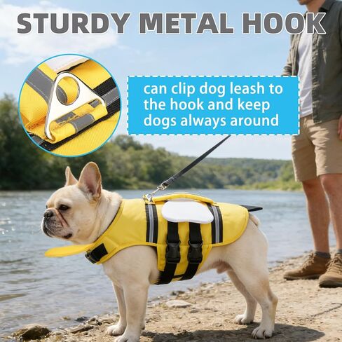 KOOLTAIL Dog Life Jacket, Cute Bee Front Float Dog Life Vest for Swimming Boating, Reflective Pet Lifesaver Swimsuit with Rescue Handle and Chin Float, Super Buoyancy for Puppy Small Medium Dogs, S in Kuwait