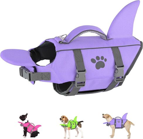 Dogcheer Dog Life Jacket Shark with Rescue Handle, Reflective Dog Life Vest for Swimming Boating, Puppy Swim Vest, Pet Floating Device DFD for Small Medium Large Dogs - Pink, XS in Saudi Arabia