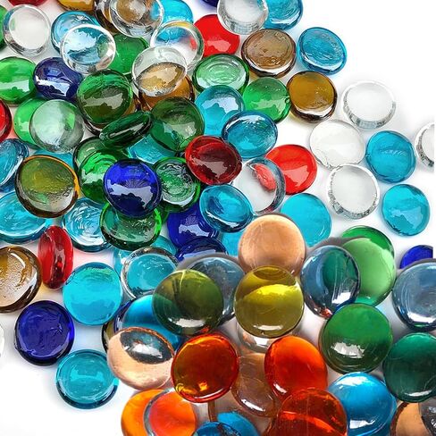 12 OZ Flat Glass Pebbles for Vase, Glass Beads,Vase Filler Beads,Small Flat Glass Marbles, Aquarium Pebbles Beads, Tank Glass Rocks,Color Mixed Glass Gem Stones for Home Decorative Art Craft in Kuwait