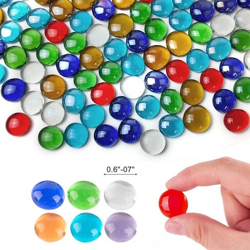 12 OZ Flat Glass Pebbles for Vase, Glass Beads,Vase Filler Beads,Small Flat Glass Marbles, Aquarium Pebbles Beads, Tank Glass Rocks,Color Mixed Glass Gem Stones for Home Decorative Art Craft in Kuwait