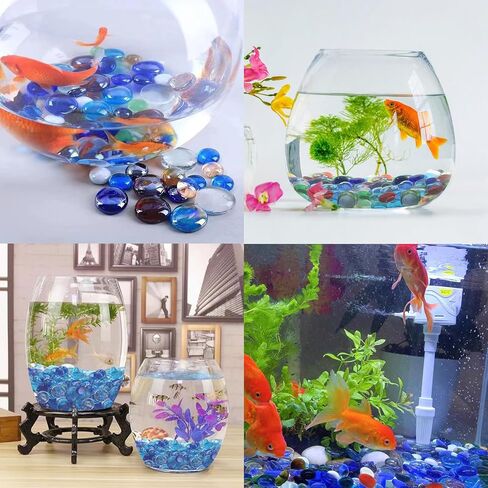 12 OZ Flat Glass Pebbles for Vase, Glass Beads,Vase Filler Beads,Small Flat Glass Marbles, Aquarium Pebbles Beads, Tank Glass Rocks,Color Mixed Glass Gem Stones for Home Decorative Art Craft in Kuwait