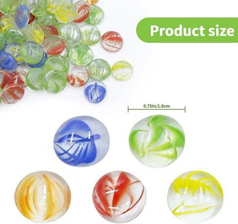 Flat Glass Marbles 1.1 lb - 4 Mixed Color Semi-Translucent Aquarium Gravel, 0.75" Decorative Glass Pebbles for Fish Tank Vase Filler Floral Table Centerpiece, Approx. 100 PCS in Kuwait
