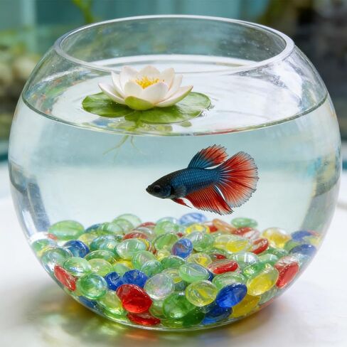 Flat Glass Marbles 1.1 lb - 4 Mixed Color Semi-Translucent Aquarium Gravel, 0.75" Decorative Glass Pebbles for Fish Tank Vase Filler Floral Table Centerpiece, Approx. 100 PCS in Kuwait