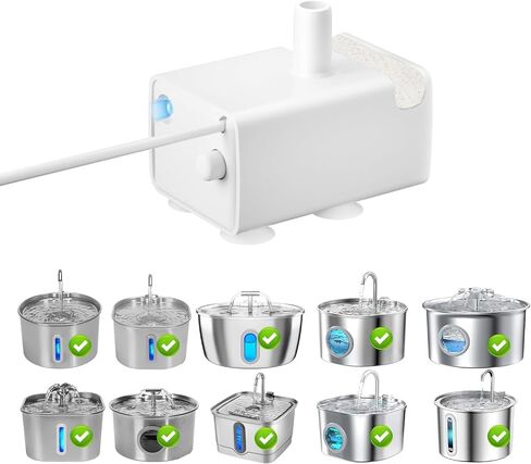 Cat Water Fountain Replacement Pump, JY-830 Ultra Quiet Pet Submersible Water Pump, IPX8 Waterproof, 5V Low Voltage USB Pump, Compatible with 2.2L/3.2L/4L/7L Stainless Steel Cat Dog Water Fountains in Kuwait