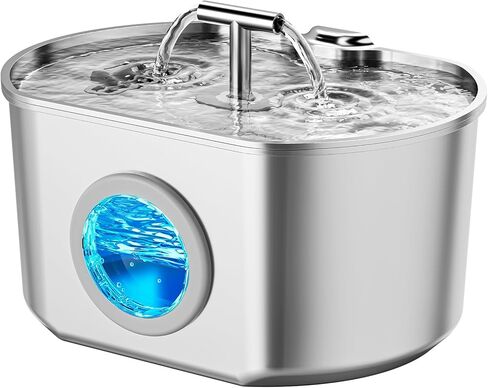 Cat Water Fountain Stainless Steel - Pet Drinking Fountain for Cats Indoor - 3.2L/108oz Automatic Water Dispenser with Watering Level Window (4 Filter) in Kuwait