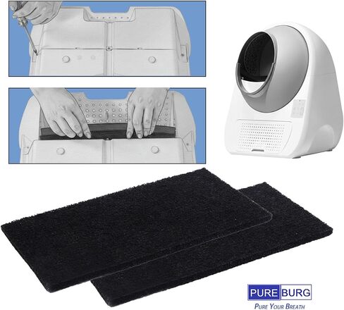 مرشح الكربون المنشط PUREBURG متوافق مع CATLINK Scooper Young، Scooper Luxury PRO & Scooper Ultra Automatic Cat Litter Box، 6 عبوات لتنظيف الهواء من المركبات العضوية المتطايرة وتقليل رائحة الحيوانات الأليفة in Kuwait