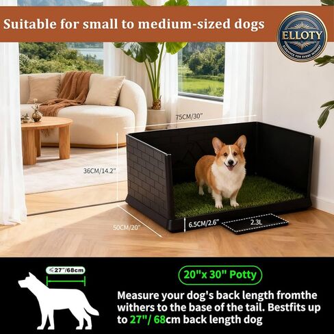 Dog Grass Pad with Tray, Puppy Potty Training System with 3 High Walls - Splashproof and Easy to Build, 2 Reusable Premium Grass Pads, Indoor Drawer-type Fake Turf Pee Litter Box for Small Dogs in Kuwait