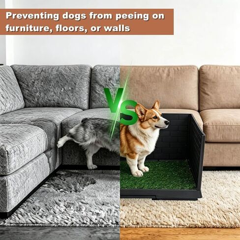 Dog Grass Pad with Tray, Puppy Potty Training System with 3 High Walls - Splashproof and Easy to Build, 2 Reusable Premium Grass Pads, Indoor Drawer-type Fake Turf Pee Litter Box for Small Dogs in Kuwait
