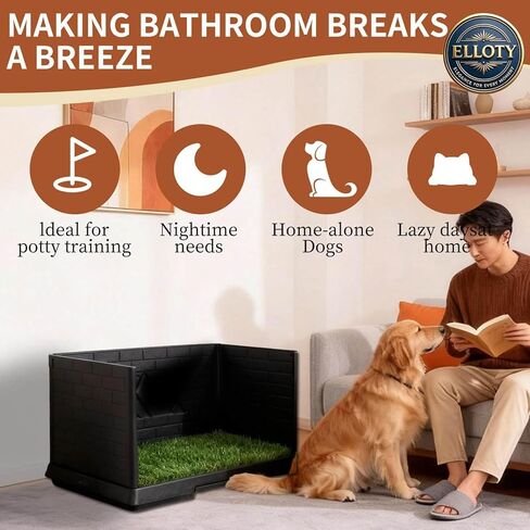 Dog Grass Pad with Tray, Puppy Potty Training System with 3 High Walls - Splashproof and Easy to Build, 2 Reusable Premium Grass Pads, Indoor Drawer-type Fake Turf Pee Litter Box for Small Dogs in Kuwait