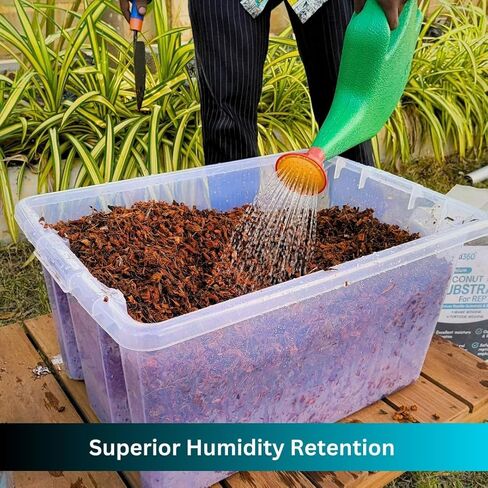 Premium Coconut Chip Substrate for Reptiles – 10 LB Block in Carton Box, Expands to 72 Quarts – Natural & Dust-Free Coco Husk Bedding for Ball Python, Bearded Dragon, Tortoise & Gecko in Kuwait