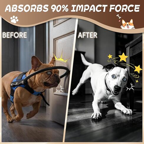 Adjustable Blind Dog Halo Harness, Protective Ring Collar Vest with Breathable Padding for Visually Impaired Dogs & Puppies (M for 21"-28") in Kuwait