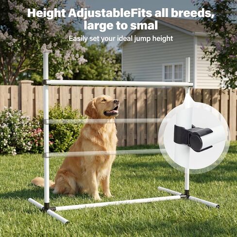 Adjustable Dog Agility Jump Set for Training, Durable Hurdle Bar Equipment with Storage Bag, Easy Setup Indoor & Outdoor Canine Exercise Kit in Kuwait