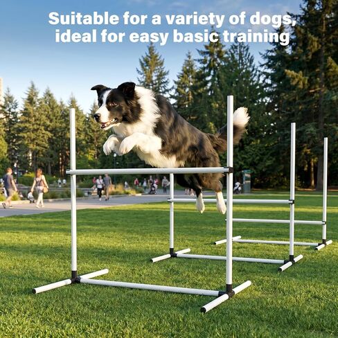 Adjustable Dog Agility Jump Set for Training, Durable Hurdle Bar Equipment with Storage Bag, Easy Setup Indoor & Outdoor Canine Exercise Kit in Kuwait