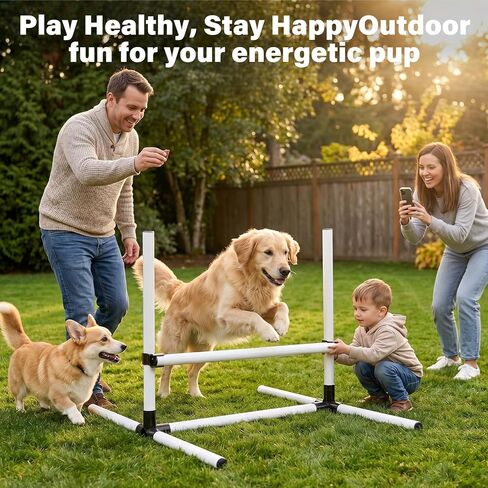 Adjustable Dog Agility Jump Set for Training, Durable Hurdle Bar Equipment with Storage Bag, Easy Setup Indoor & Outdoor Canine Exercise Kit in Kuwait