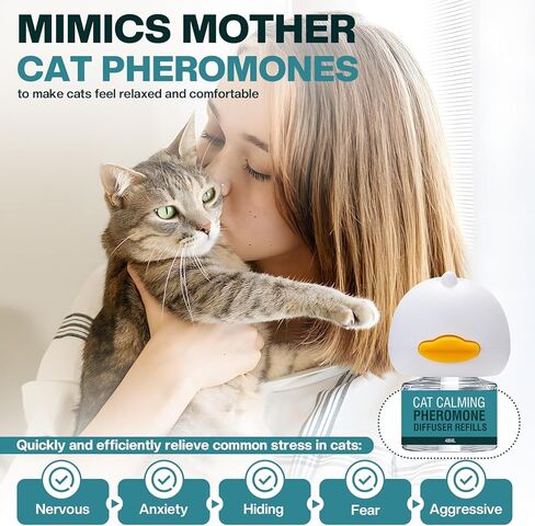 Cat Calming Diffuser 6 in 1 Multicat Calming Pheromones Diffusers Relief Stress Anxiety Fighting Scratching 90 Days Calm Relaxing Pheromone for Cats kit 48ml Refill Fits All Common Diffuser Plug In in Kuwait