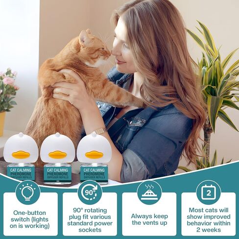 Cat Calming Diffuser 6 in 1 Multicat Calming Pheromones Diffusers Relief Stress Anxiety Fighting Scratching 90 Days Calm Relaxing Pheromone for Cats kit 48ml Refill Fits All Common Diffuser Plug In in Kuwait