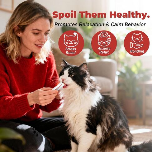 Cat Calming Treats – Natural Stress, Anxiety & Shock Relief for Cats – Featuring L-Theanine, L-Tryptophan & Catnip – 100% Veterinarian Formulated, 30 Likable Gel Tubes for Quick Calm & Relaxation in Kuwait