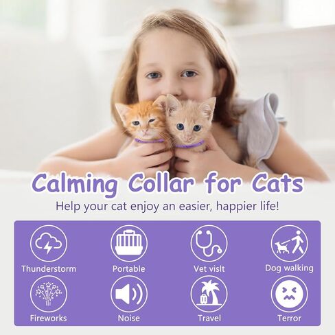 Calming Collar for Cats 4-Pack Cat Calming Collar Adjustable Soother Anxiety Relief Waterproof cat Calming Products 30-Day Stress Relief (Purple) in Kuwait