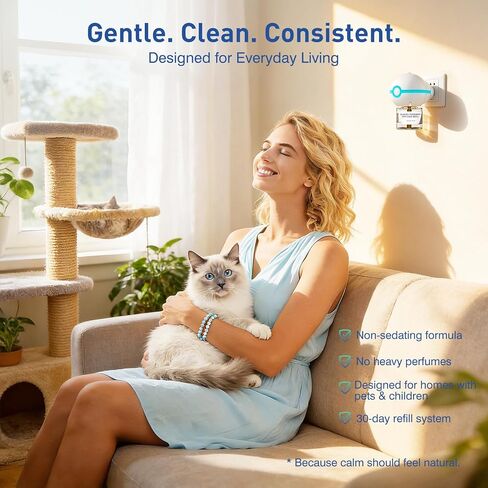 SHIORI TrinityCalm Cat Calming Diffuser Kit, Advanced 3-in-1 Pheromone & L-Theanine System for Multi-Cat Stress, Spraying, Fighting & Hiding, 60-Day Starter Kit in Kuwait